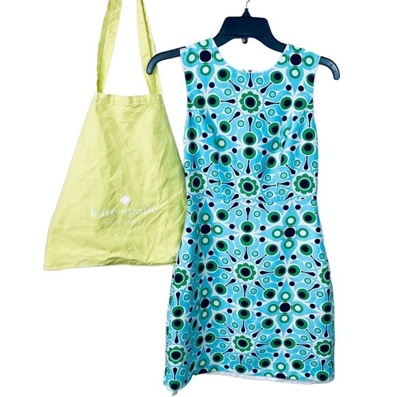 kate spade Dresses & Skirts - Kate Spade Womens Shift Dress Blue Retro Jewel Neck Sleeveless + Tote Bag 2